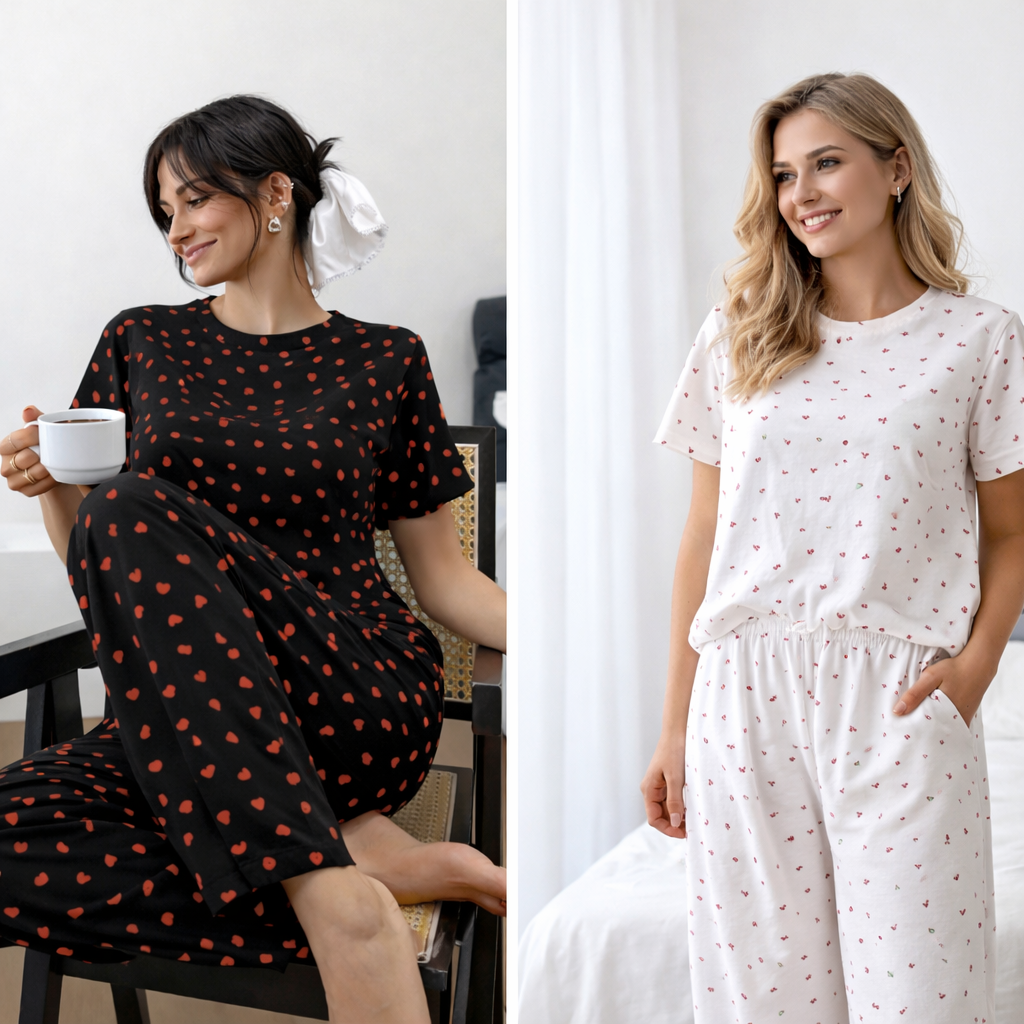 Zestaw Coozy: Bawełniana Piżama + Kapcie