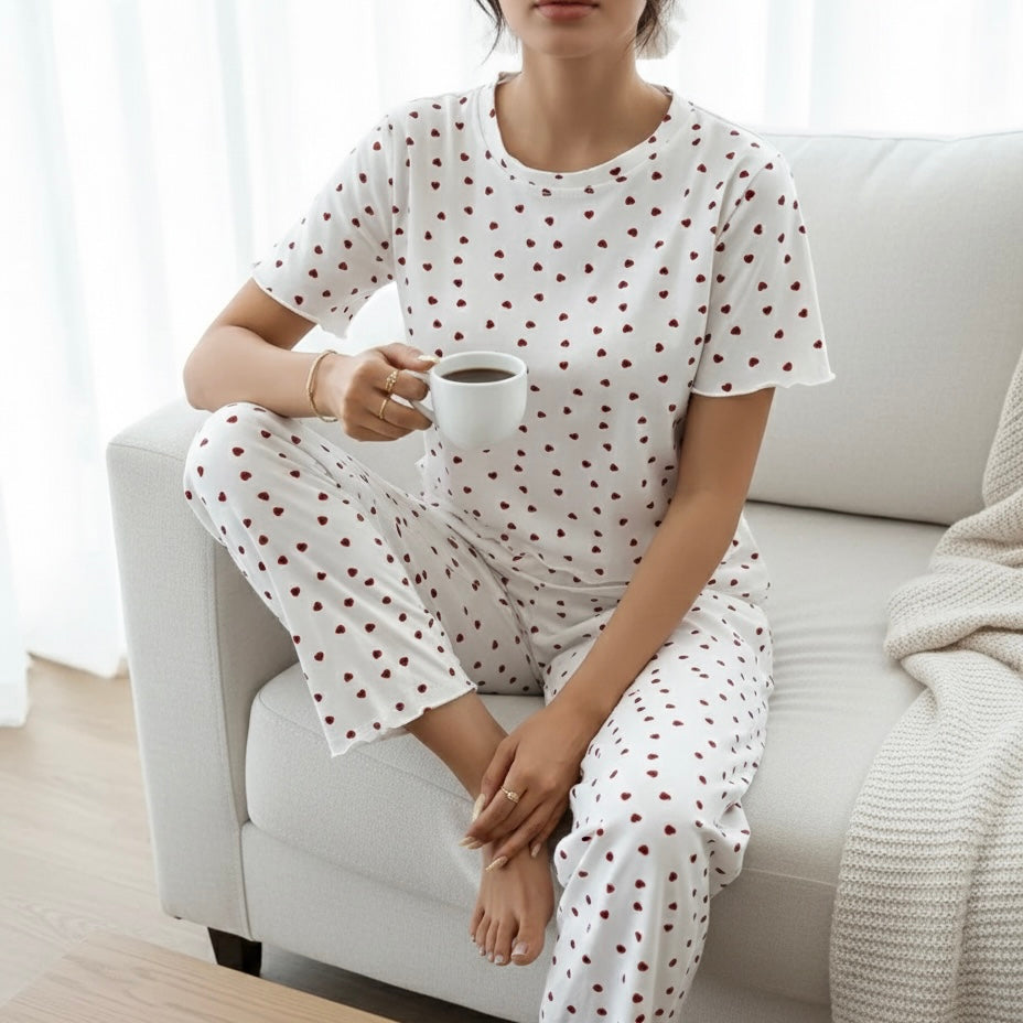 Zestaw Coozy: Bawełniana Piżama + Kapcie