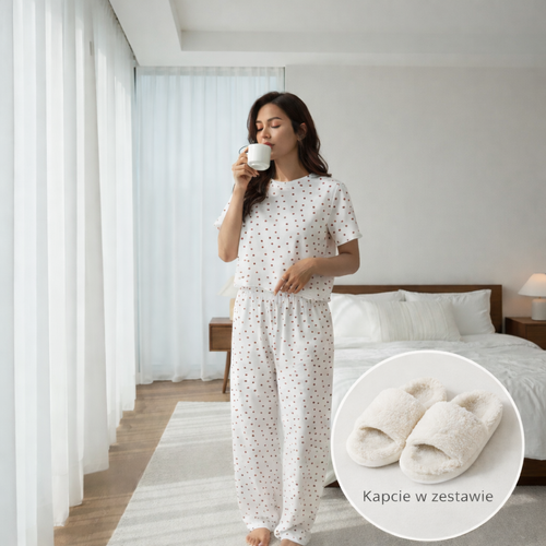 Zestaw Coozy: Bawełniana Piżama + Kapcie